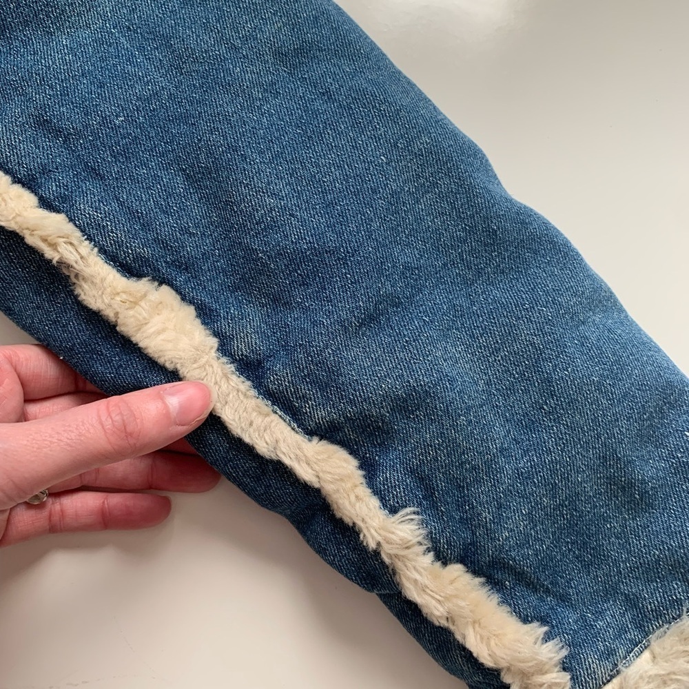 Big Chill Blue Denim vintage Jacket with Cream Faux Fur - Picture 12 of 13